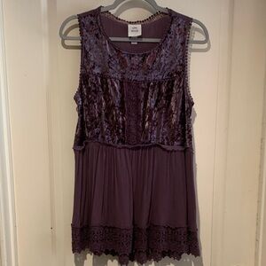 Knox Rose Plum Sleeveless Top with Embroidered Trim